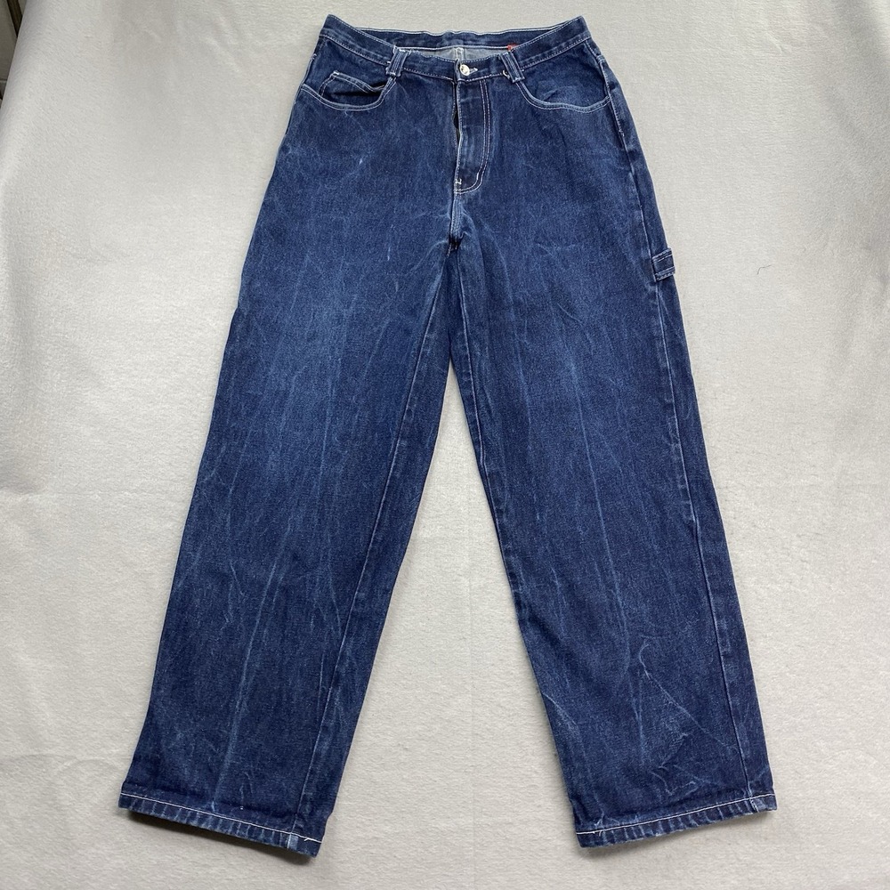 Platinum Fubu Jeans Mens 34 Blue Denim Pants Fat Albert Wide Baggy Skate Y2K